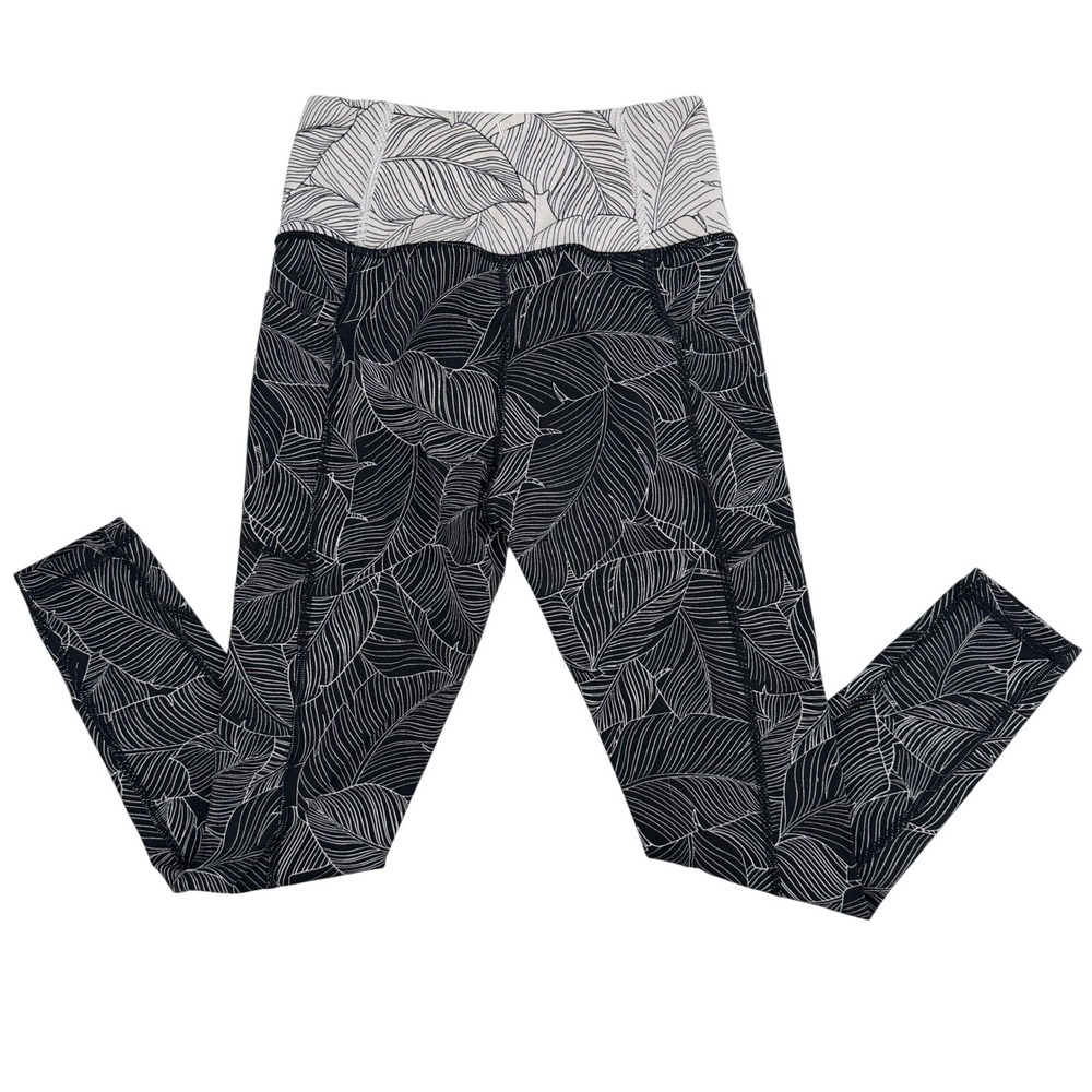 Victoria Secret Sport On Point Flow Leggings XSmall Black White Palm Pocket